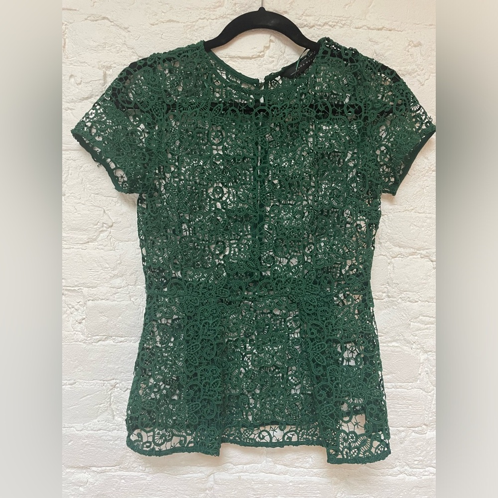 Zara lace peplum top green small